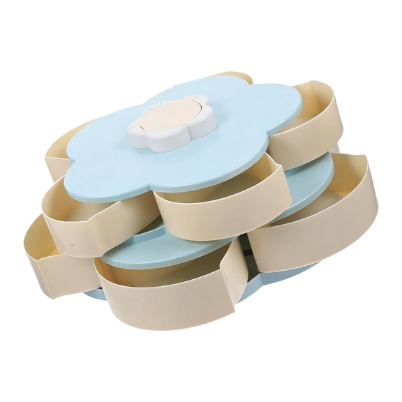 7829 Multi Compartment Rotating Serving Tray Double Layer Snacks Holder With Phone Stand for Home Or Outdoor Event