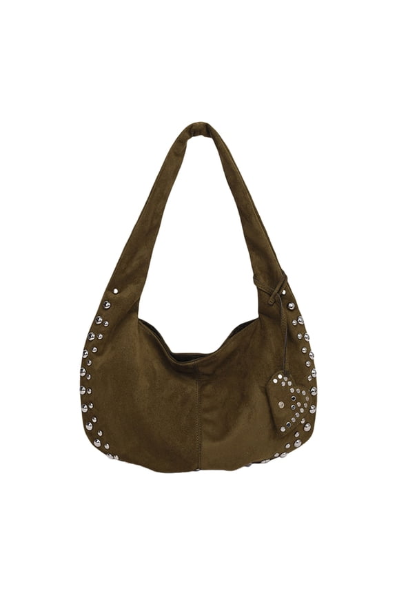 7829 Multipurpose Slouchy Bag Studded Handbag Armpit Bag for Women Retro Shoulder Bag Underarm Purse for Business and Travel