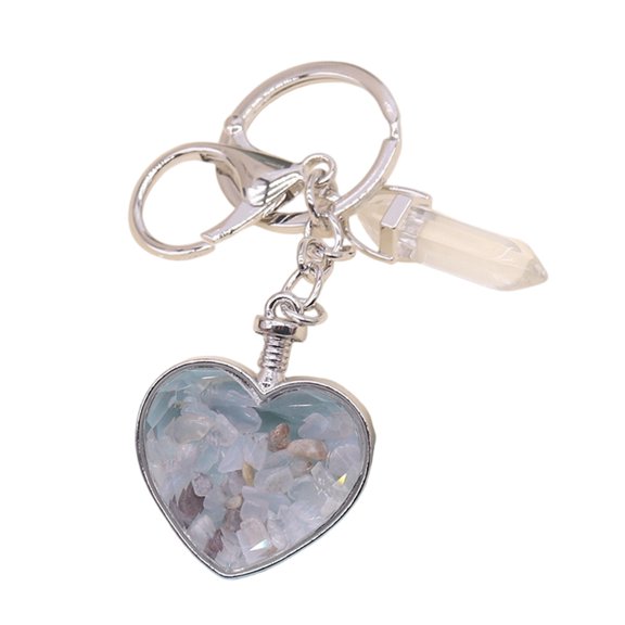 7829 Natural Stone Heart Shaped Photo Frame Keychain Featuring Crystals Accent AndD1am0ndsElegant Heart Photo Frame Keychain Crafted From Natural Stone Offering Multiple Color Personalize Romance