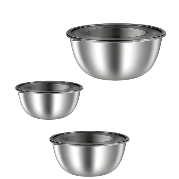 7829 Nesting Kitchen Bowls Stainless Steel And Clear Lid Food Storage Container