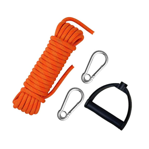 7829 Nylon Tow Rope Sled Cart Pull Rope with Handle & Stainless Steels Carabiner Buckles Wakeboard Tow Rope Easy to Use