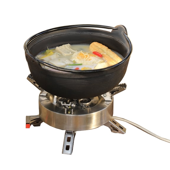 7829 Outdoor Cast Iron Pots with Wood Lid Camping Cooking Pots Deepening Soup Pots Picnic Hanging Pots for Outdoor and Indoor Use