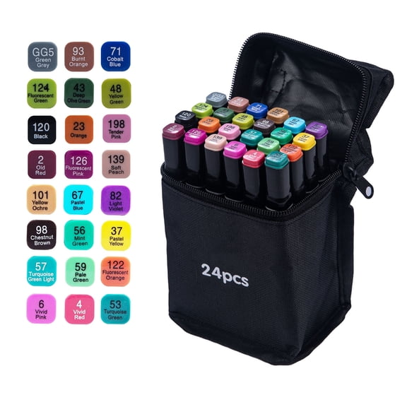 7829 Portable Art Markers Set for Creativity Double Tip Markers Fine Point and Broad Tip Vivid Color Comfortable Grip