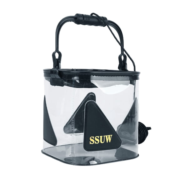 7829 Portable Fish Live Bait Water Container Collapsible Transparent Fishing Bucket