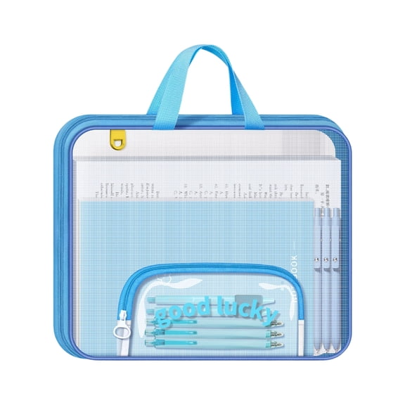 7829 Portable Mesh File Case Compartments Handle Organizing Work Study Materials Efficient Classification Systems