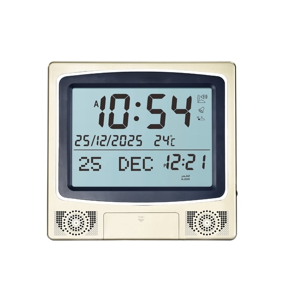 7829 Prayer Digital LED Azan Clock Wall Desktop Placement Prayer Clock with Temperature Monitor Calendar Islamic Gift