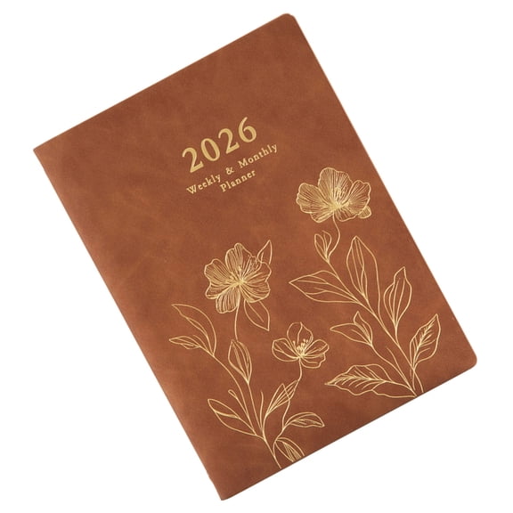 7829 Refillable 2026 Weekly Planner with Dated Pages and 6 Rings Leather Binder Cover