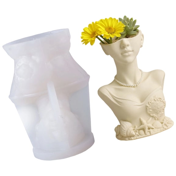 7829 Reusable Silicone Pen Holder Mold For Handmade Lady Shape Planter Pot Projects