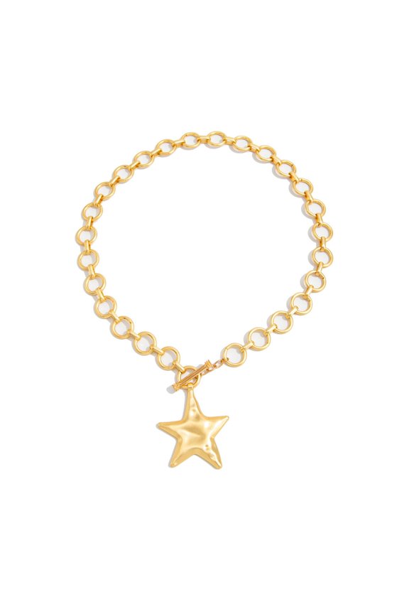 7829 Romance Love Symbol Clavicle Chain Star OT Clasp Pendant Necklace Iron Alloy Charm Jewelry For Daily Wear