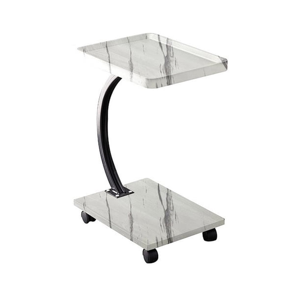 7829 Side Table Small Table with Wheels and Storage Shelf Wood Table for Couch Sofa Bedroom C Shape Coffee Table End Table
