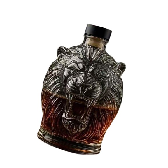 7829 Sophisticated Lions Head Whiskeys Container Glass Drinkware For Home Or Pubs