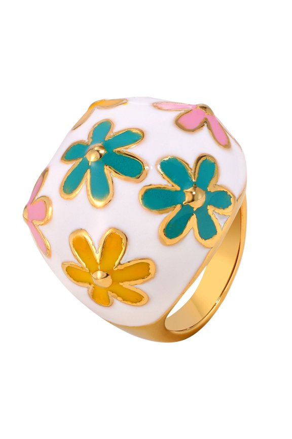 7829 Stainless Steel Flower Rings Waterproof Jewelry Comfortable Elegant Rings Suitable for Women and Couples Present