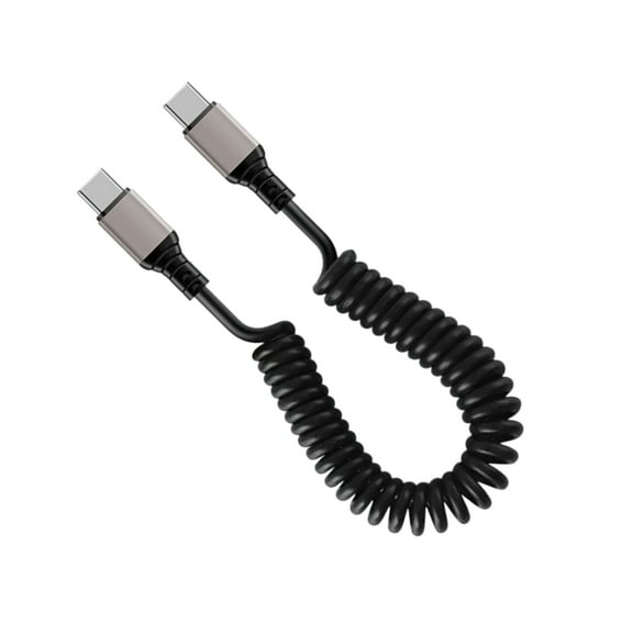 7829 Type C Spring Coiled Cable Double Male End Connectors Wire Line Phones Fast Charging Cord for Laptops Tablets