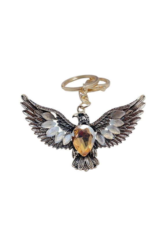 7829 Unique Hawks Wing Keychain Featuring Glowing Cat Eye Stone Vintage Design For Car Keys Or Bag Personalization Ideal Gift