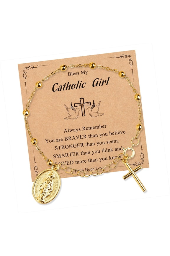 7829 Virgin Marys Beaded Bracelet Crafted In Metal Combines Spiritual Symbolism With Contemporary Fashion