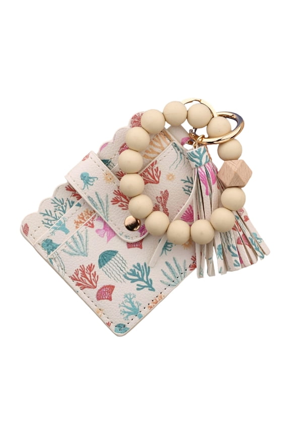 7829 Wristlet Keychain Bracelet Wallet,Purses Bead Keyring Bangle for Women Gift