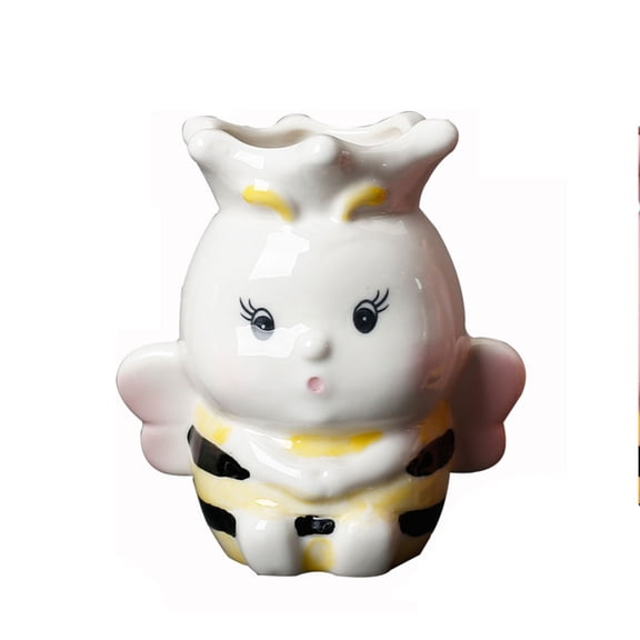 7829 for Creative Cute Bee Ceramic Succulent Small Plant Pot Mini Flower Vase Bonsai Planter with Drainage Hole Desktop Decor