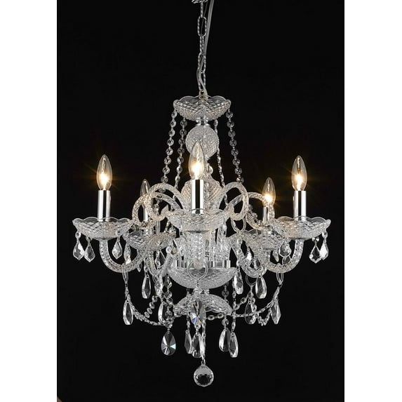 Elegant Lighting Princeton 5 Light Royal Crystal Chandelier in Chrome