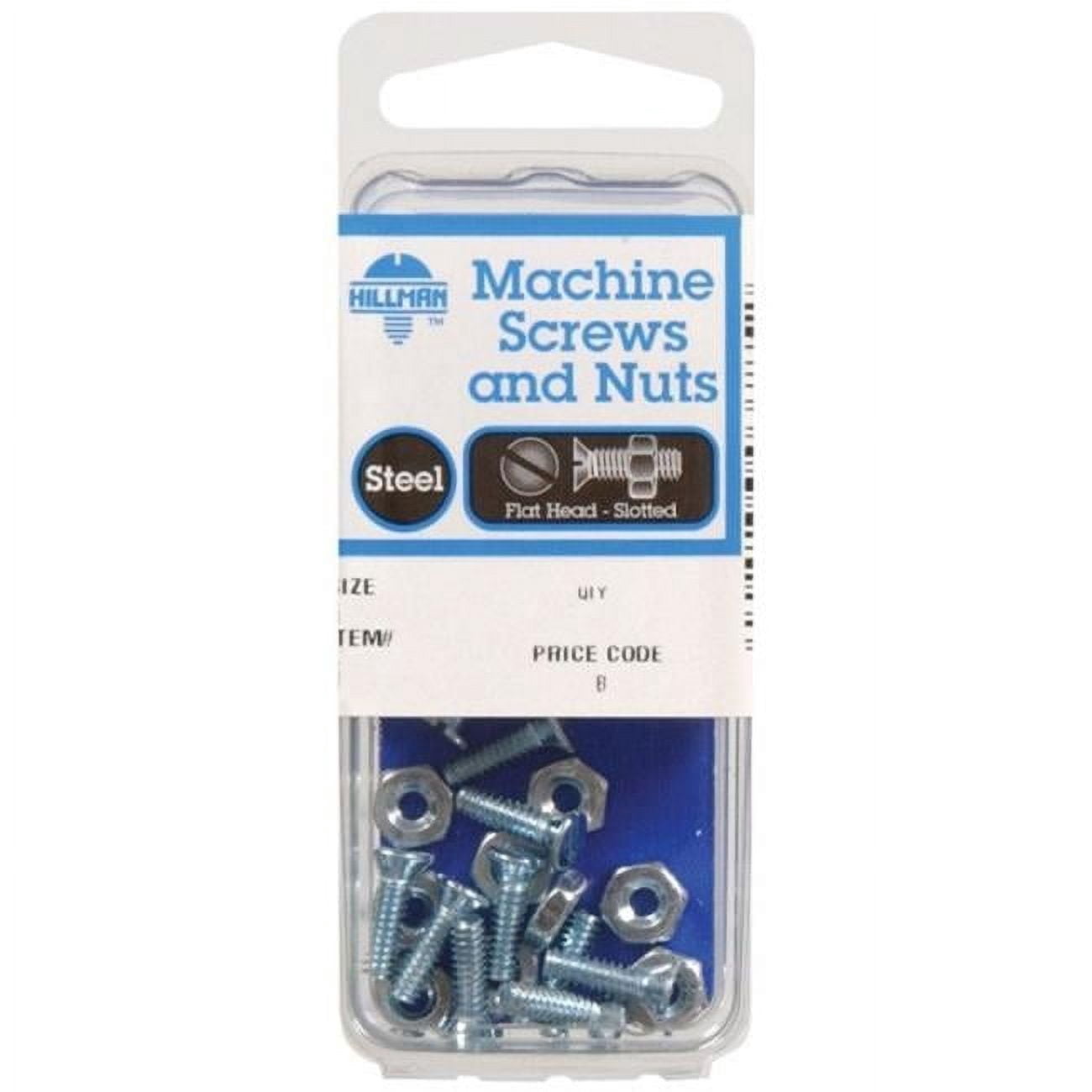 7836 0.25 - 20 x 1.5 Zinc Plated Flat Head Slotted with Nuts Machine Screw - pack of 10