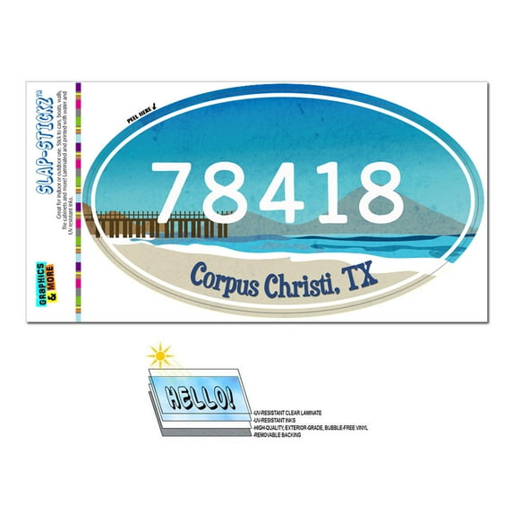 78418 Corpus Christi, TX - Beach Pier - Oval Zip Code Sticker