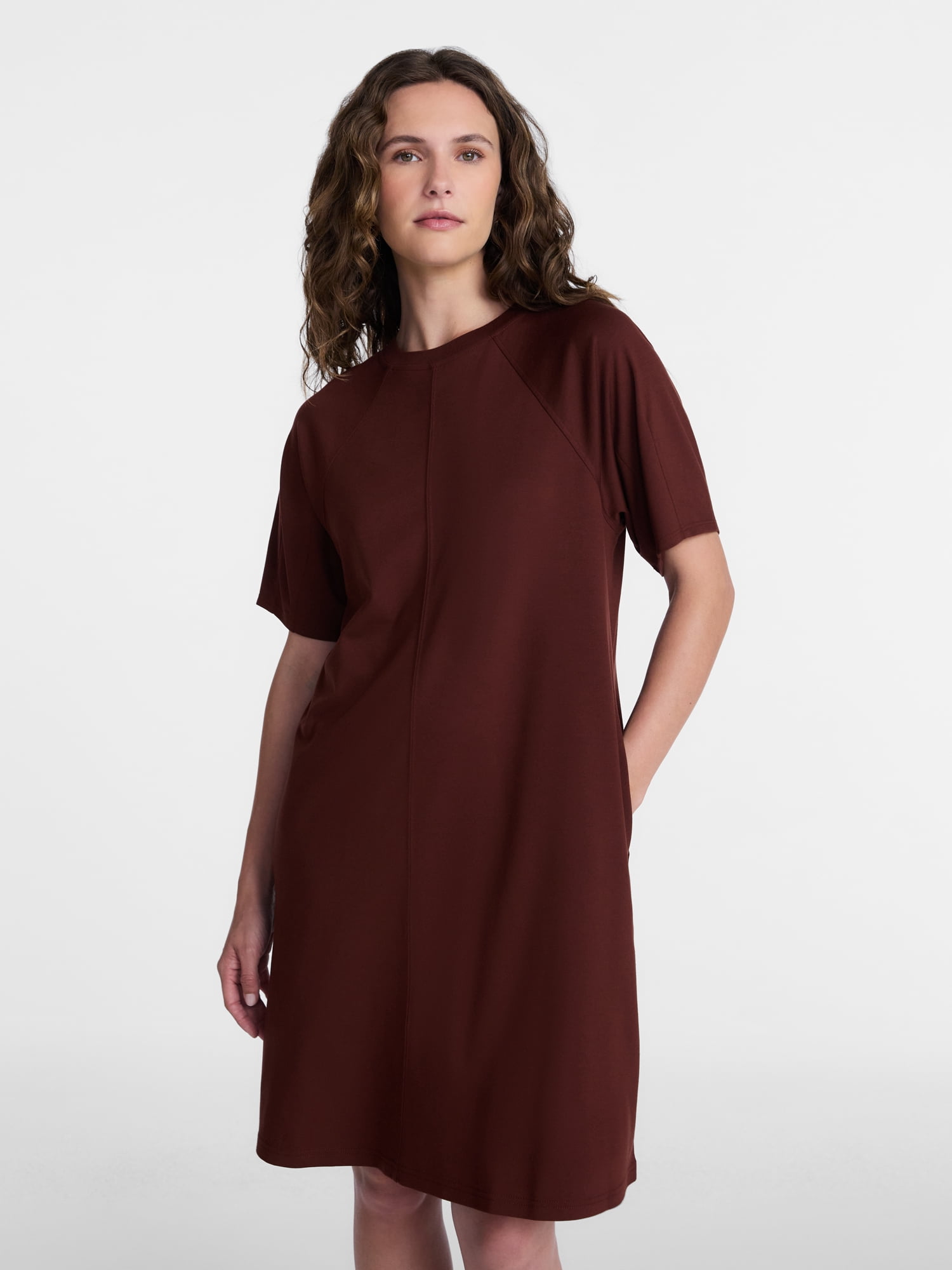 Time and Tru Women's Seamed Mini Dress with Short Sleeves, Sizes XS-XXXL