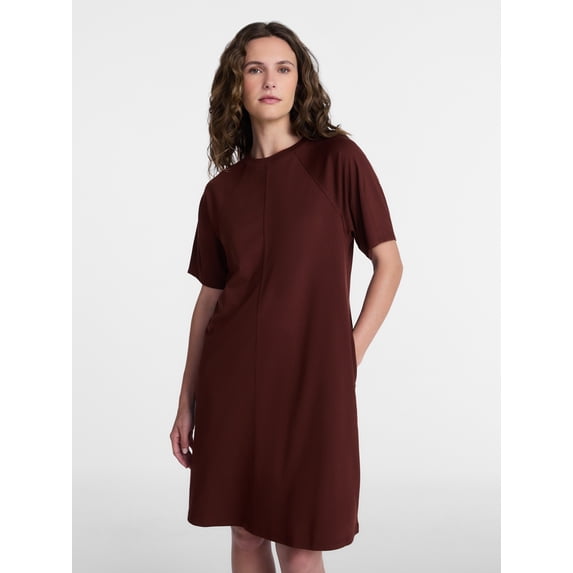 Time and Tru Women's Seamed Mini Dress with Short Sleeves, Sizes XS-XXXL
