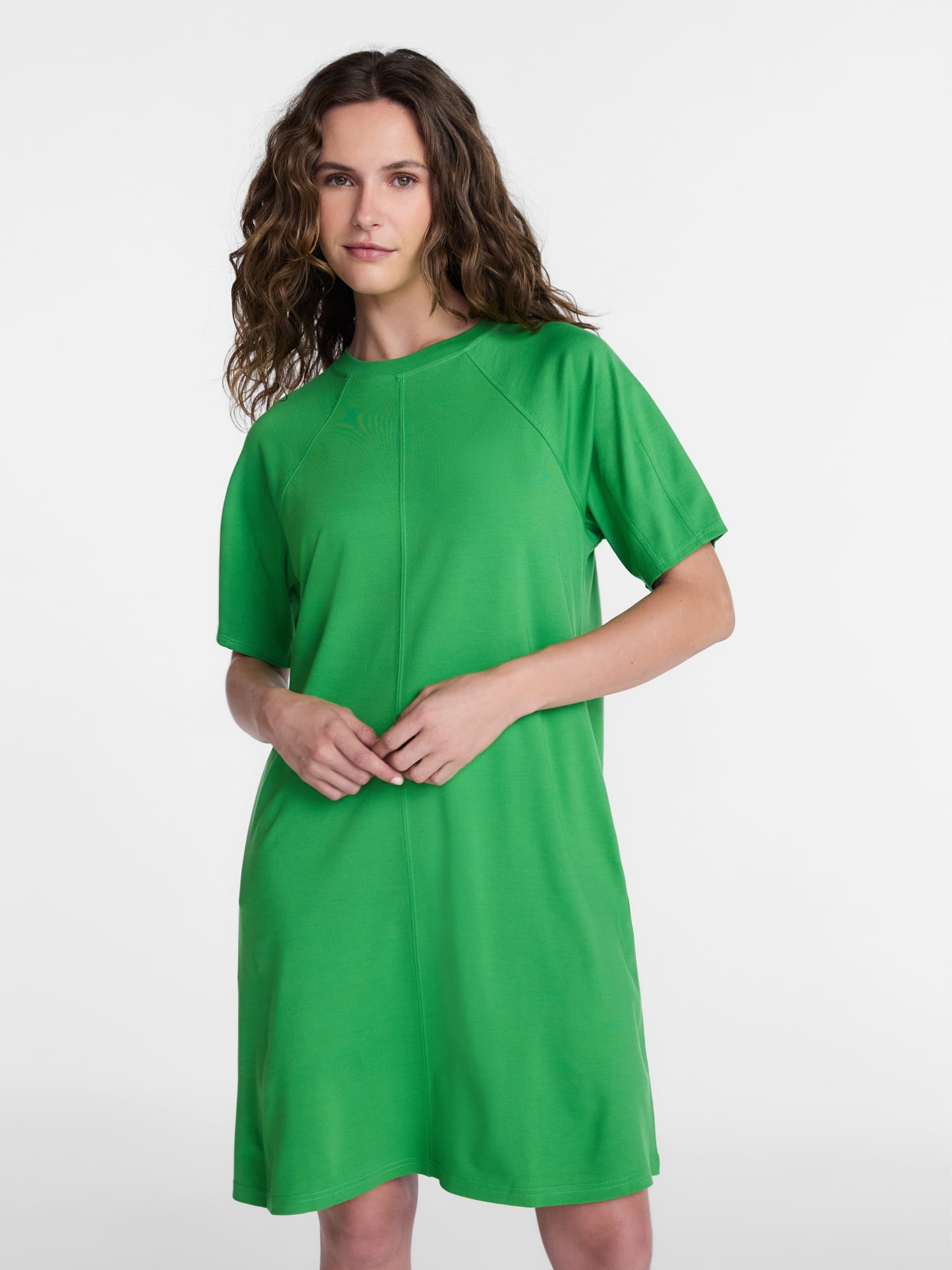 Time and Tru Women's Seamed Mini Dress with Short Sleeves, Sizes XS-XXXL