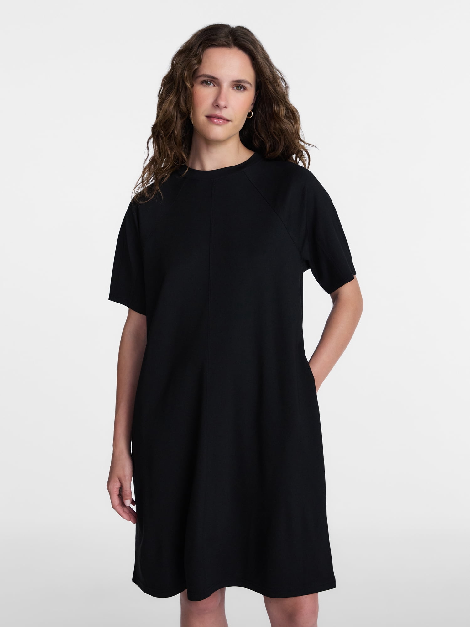 Time and Tru Women's Seamed Mini Dress with Short Sleeves, Sizes XS-XXXL