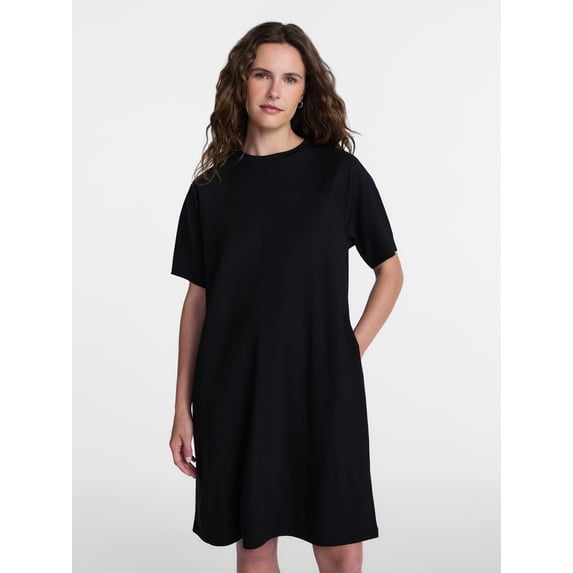 Time and Tru Women's Seamed Mini Dress with Short Sleeves, Sizes XS-XXXL