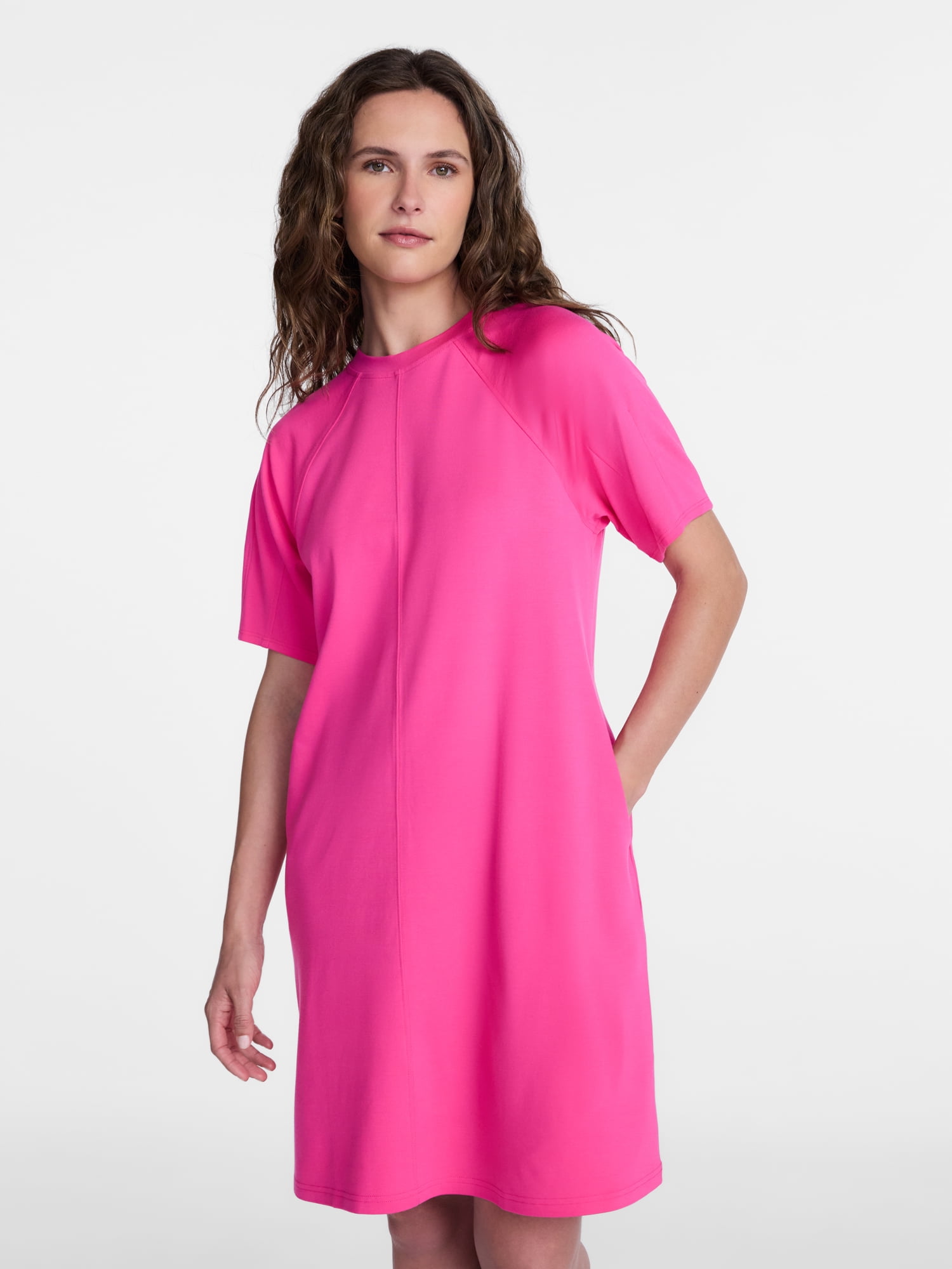 Time and Tru Women's Seamed Mini Dress with Short Sleeves, Sizes XS-XXXL