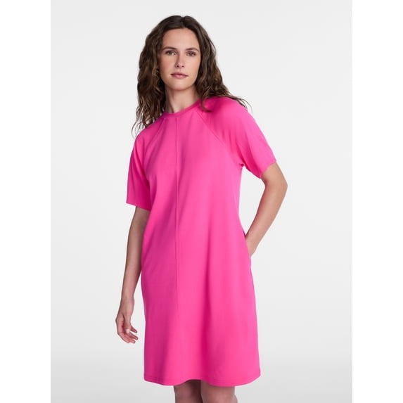 Time and Tru Women's Seamed Mini Dress with Short Sleeves, Sizes XS-XXXL