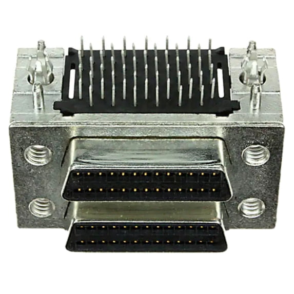 786200-1 Connector 26/26 Position Stacked, 2 Receptacles Panel Mount, Through Hole, Right Angle Solder