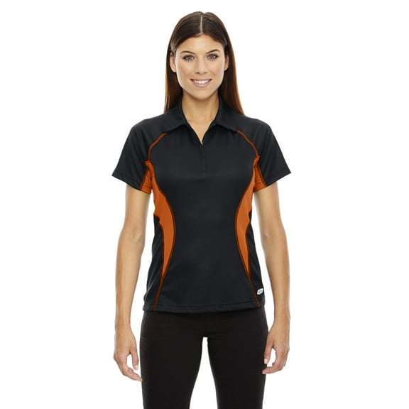 78657 North End Ladies Serac Performance Zippered Polo Black/Mandarin 2XL