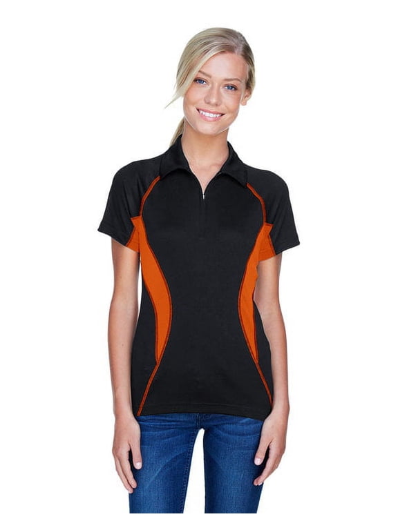 78657 North End Ladies Serac UTK Performance Zippered Polo Black/Mandarin XS