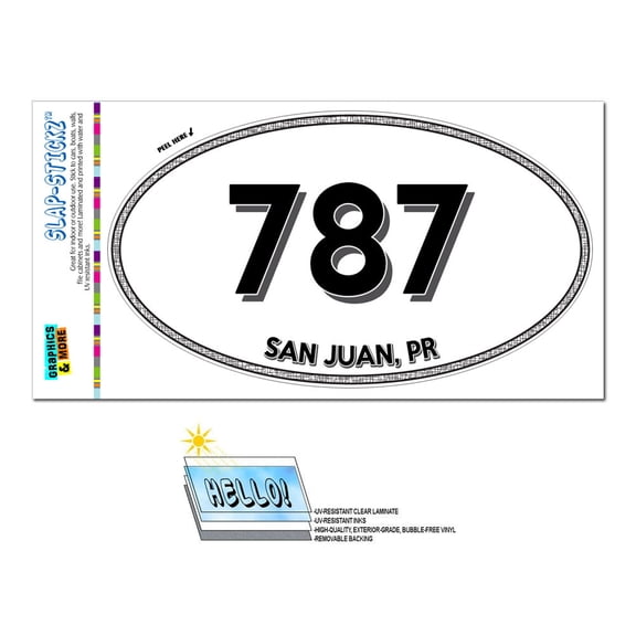 787 - San Juan, PR - Puerto Rico - Oval Area Code Sticker