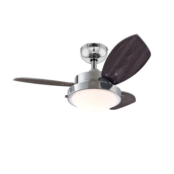 7876300 30" Chrome 3-Blade Reversible Ceiling Fan with Light