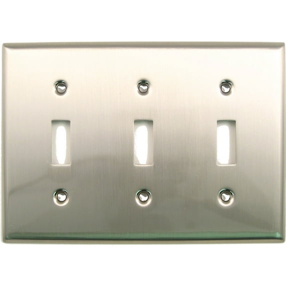 789SN Triple Toggle Switch Plate Satin Nickel Finish