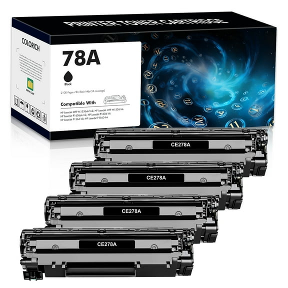 78A Black Toner Cartridge High Yield Compatible for HP 78A CE278A 278A Laserjet Pro P1606dn MFP M1536DNF P1606 M1536 P1560 P1566 1066dn 1536dnf Printer Ink 4-Pack