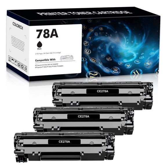 78A CE278A Laserjet Black High Yield Toner Cartridge Compatible for HP 78A CE278A Used for HP LaserJet M1536 MFP M1536DNF P1560 P1566 P1606 P1606DN Toner Printer Ink (Black, 3-Pack)