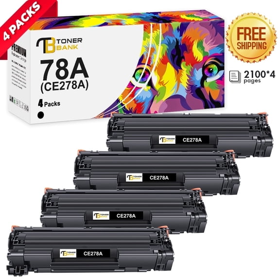 Compatible for HP 78A CE278A Toner Cartridge 278A Laserjet Pro laserjet M1536dnf MFP P1606dn 1536dnf P1606 P1566 P1560 M1536 Printer Ink (Black, 4-Pack)