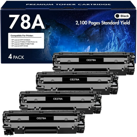 78A CE278A Toner Cartridges Black for HP 78A CE278A Laserjet MFP M1536dnf, M1537dnf, M1538dnf, M1539dnf, P1606dn Printer compatible with 1606dn toner cartridge( Black,4-Pack)