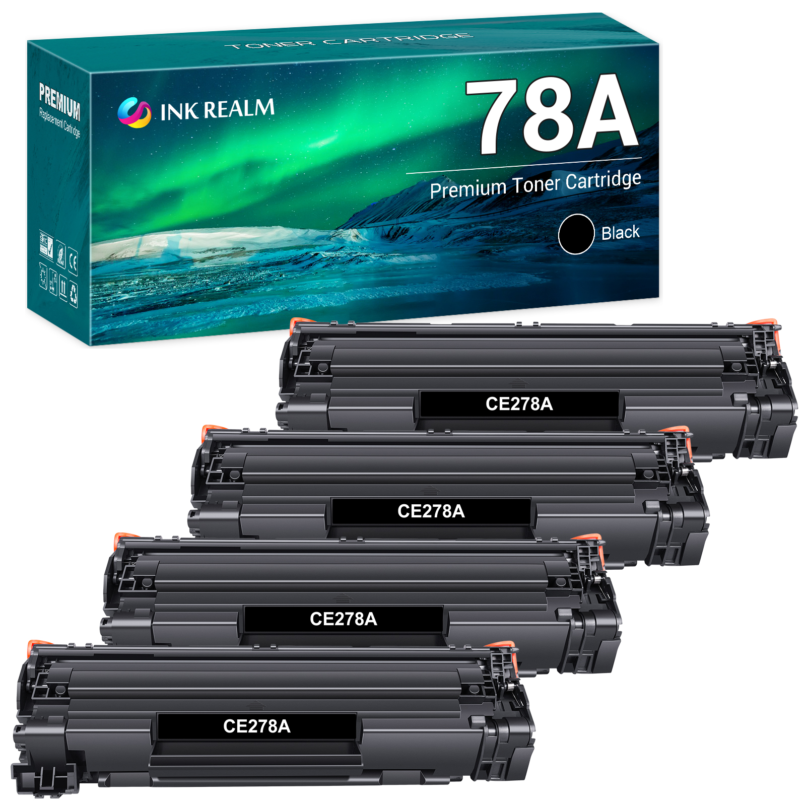 78A CE278AD | 4-Pack Compatible Toner Cartridge for HP CE278A 78A P1606dn 1536dnf MFP M1536dnf 1606dn P1606 P1566 P1560 HP LaserJet Printer Ink Replacement Part Black - image 1 of 11