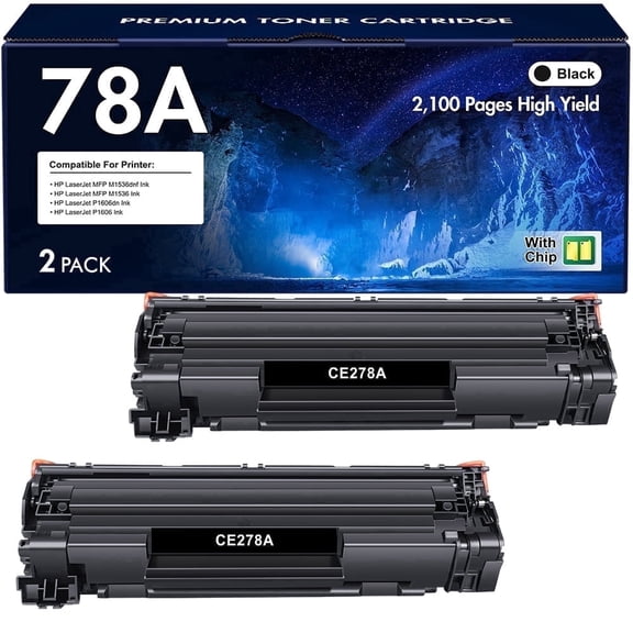 78A Toner Cartridges Compatible for HP CE278A Laserjet Pro M1536dnf MFP P1606dn M1536dnf 1536dnf 1606dn P1606 P1566 P1560 M1536 Printer Ink Black CE278D 2-Pack