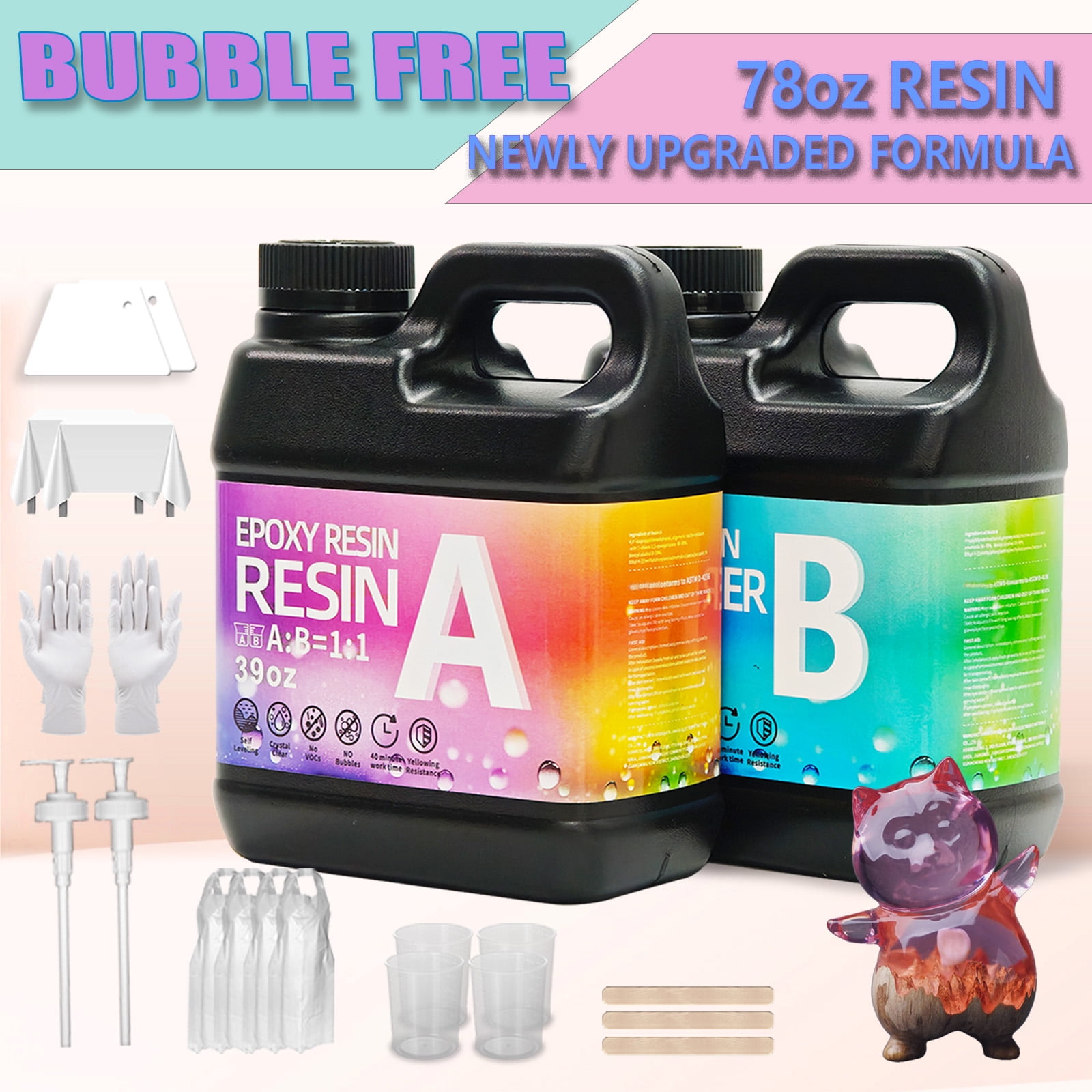 78OZ Epoxy Resin Kit，Newly Formulated Crystal Clear Epoxy Resin, Strong, Bubble-Free, Anti-Yellowing Art Resin That, Suitable for Casting, DIY, Molds, Jewelry, Easy to Mix 1:1 Ratio