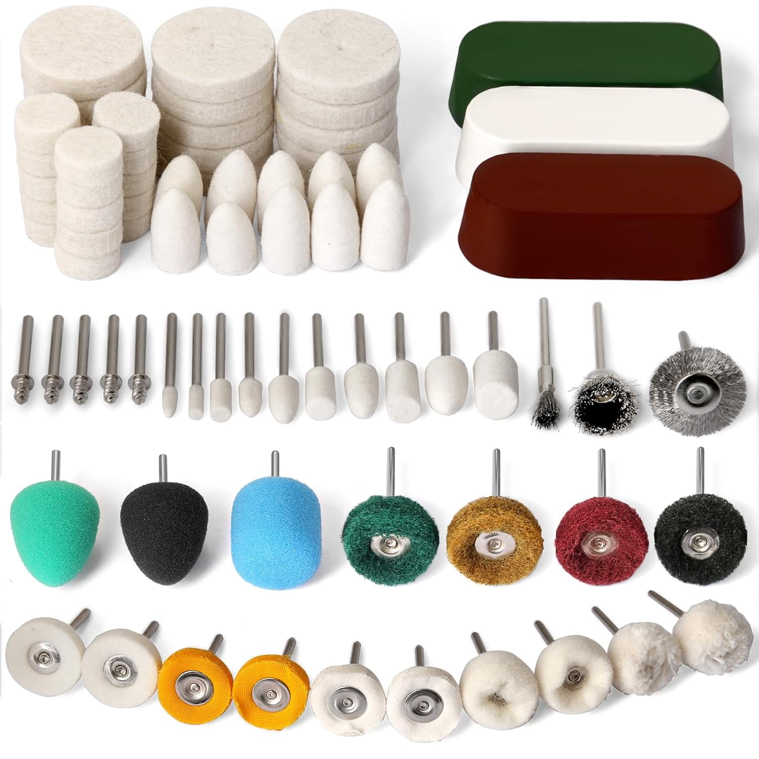 78PCS Buffing Wheel for Dremel Polishing Kit, 1/8" Shank Polishing Buffing Wheel for Dremel Tool Accessories with Buffing Compound, Abrasive Wheel Buffing Polishing Wire Brush Polishing Bits