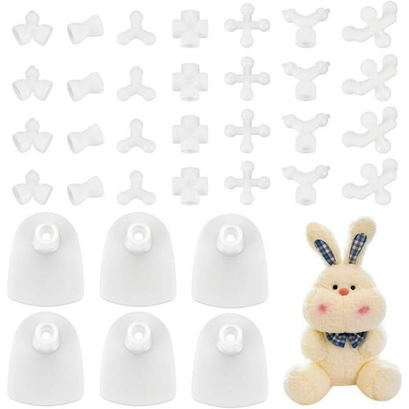 78Pcs 8 Styles Plastic Doll Joints Doll Making Accessories White 15~50x10~40x6.5~24.5mm Hole: 6mm
