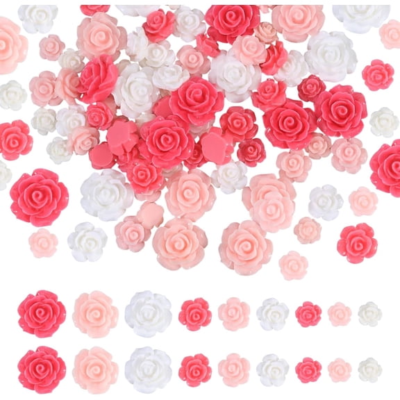 78Pcs Mini Rose Flower Resin Cabochons Charms Flower Resin Charms Flatback Beads Resin Opaque Charms for DIY Crafts Supplies Handmade Decoration Mix Color