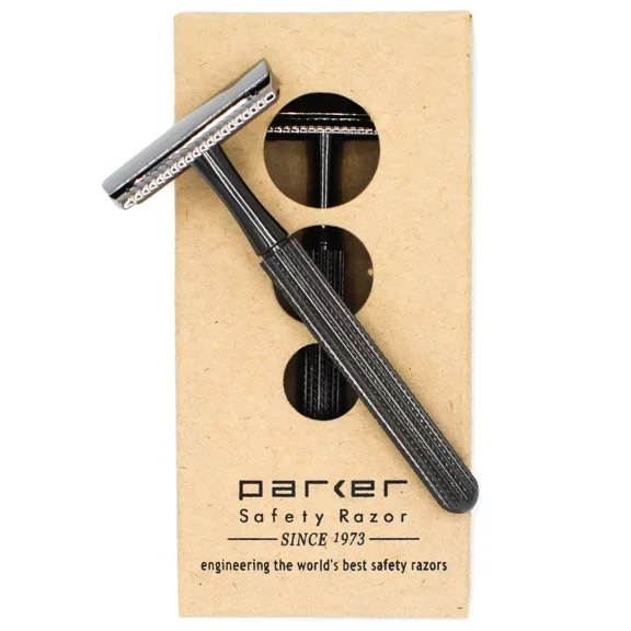 78R Graphite Gray 3 Piece Safety Razor & 5 Double Edge Razor Blades - NEW