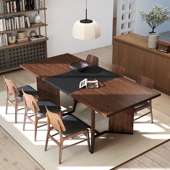 78inch Farmhouse Dining Table,Large Rectangle Kitchen Table for 4-6-8 People, Wood Dining Room Table with Sturdy Frame,Long Dinner Table for Kitchen Living Room Home Office