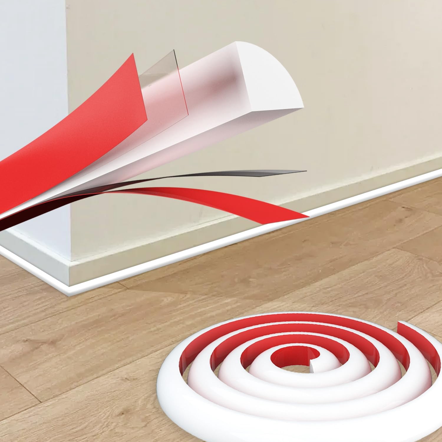 Flexible Self-Adhesive Quarter Round Molding – 16.5 Ft White PVC Trim For Walls, Cabinets, Countertops